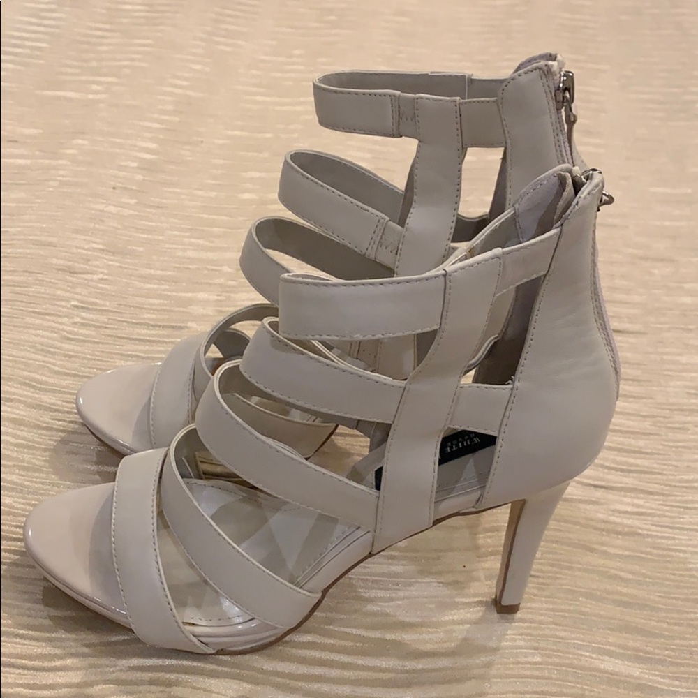 Bone color zip up heels! W’s -8  1/2 m Wht Hse blk